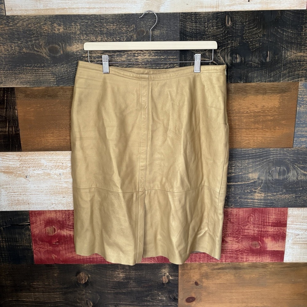 Plein Sud Leather Mini Skirt France Vintage Size 42 Beige 10US